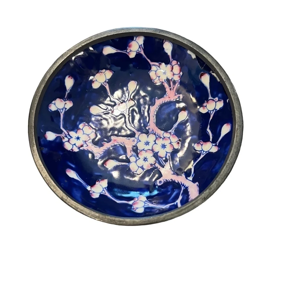 Set‎ Of 2 Antique Soap Dish CHERRY BLOSSOMS in PEWTER